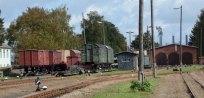 Lockschuppen mit abgestellten Waggons - Döllnitzbahn Mügeln